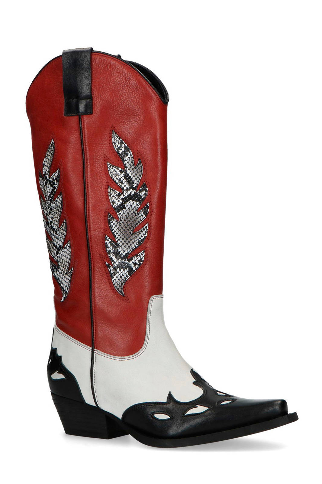 Sacha leren cowboylaarzen rood/wit/zwart | wehkamp