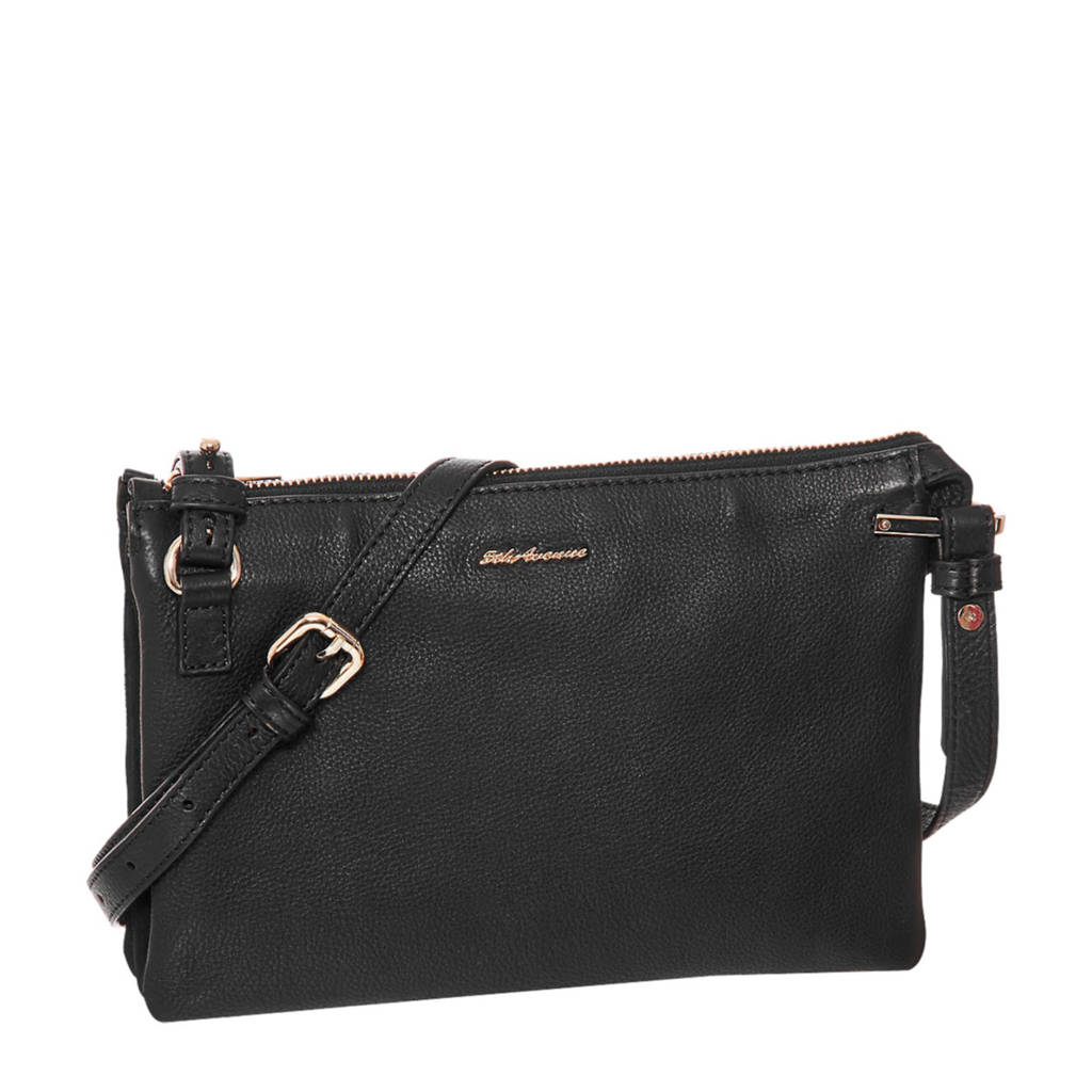 5th Avenue leren handtas zwart, Zwart