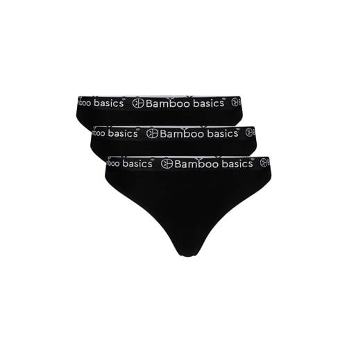 Bamboo Basics string Emma met bamboe (set van 3) zwart afbeelding