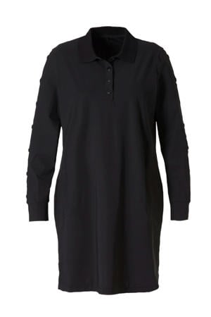 jersey jurk van travelstof zwart