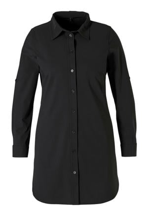 lange blouse van travelstof zwart