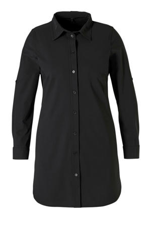 lange blouse van travelstof zwart