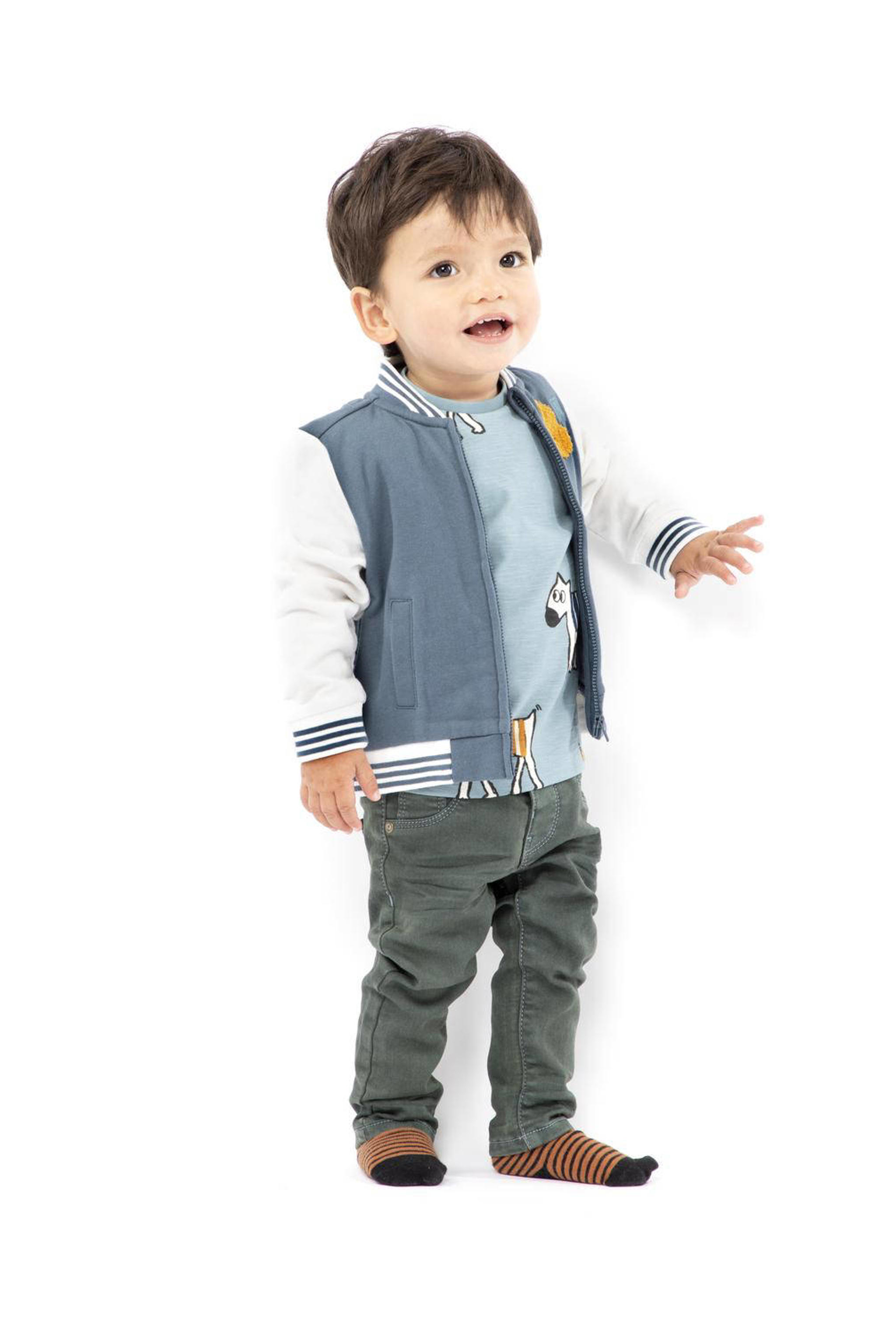 HEMA vest met printopdruk grijsblauw wehkamp