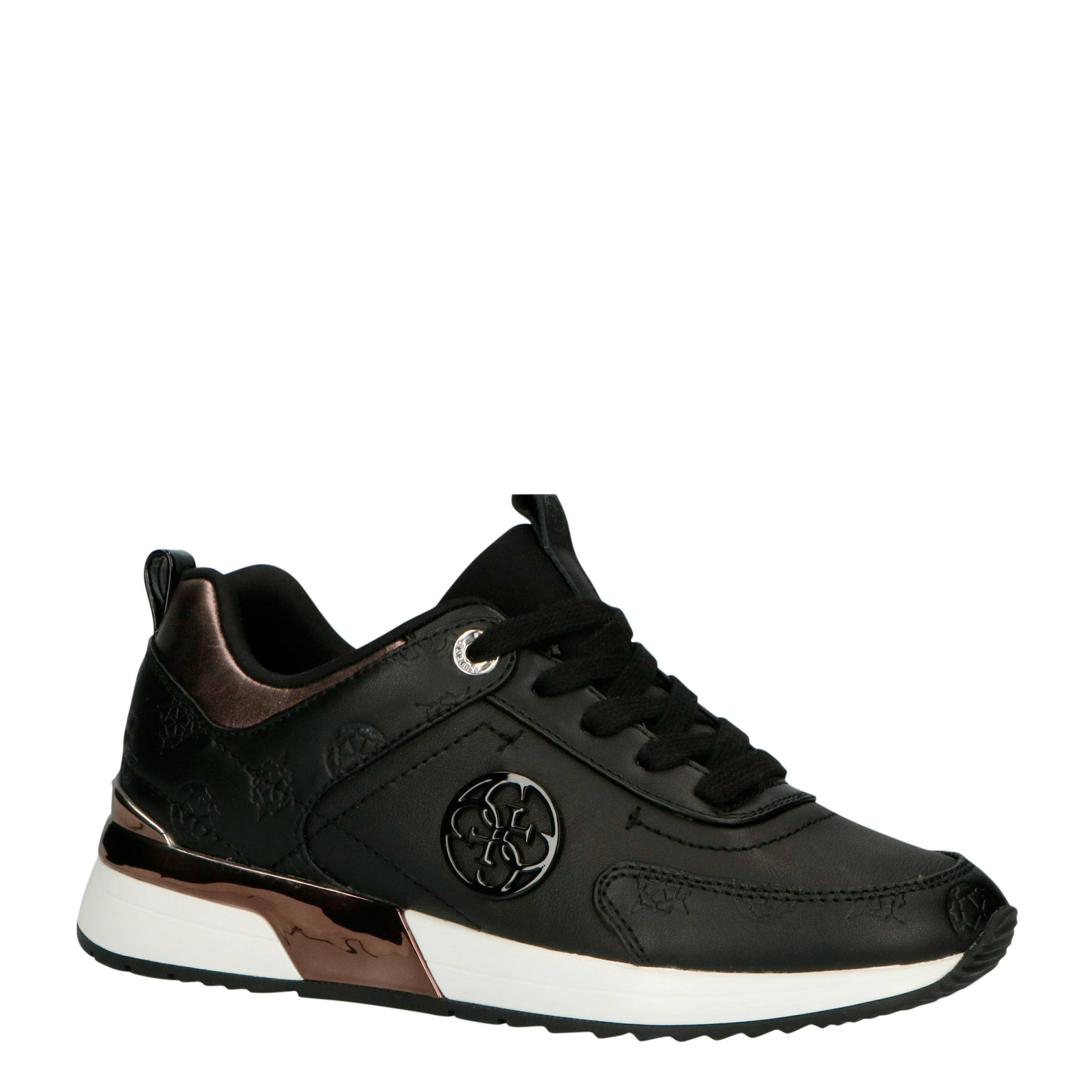 GUESS Marlyn leren sneakers zwart | wehkamp