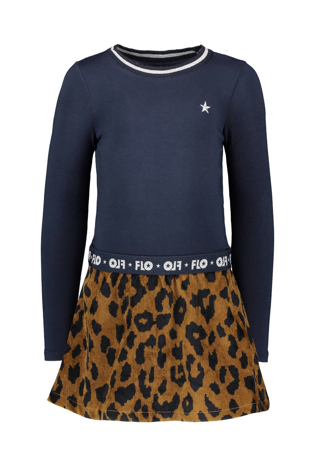 Like Flo jurk met panterprint donkerblauw/bruin, Donkerblauw/bruin