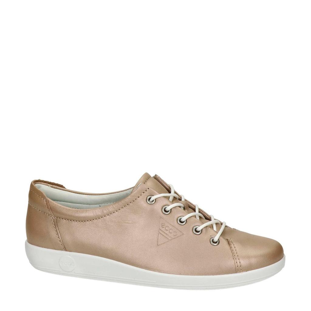 Roségouden dames Ecco Soft 2.0 leren veterschoenen