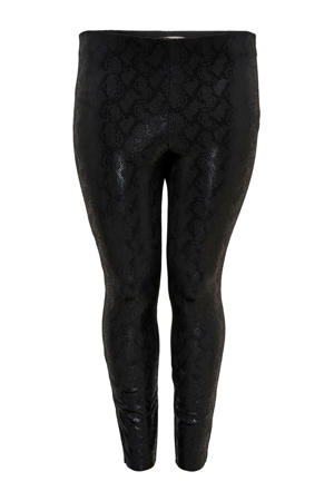 coated legging met slangenprint zwart
