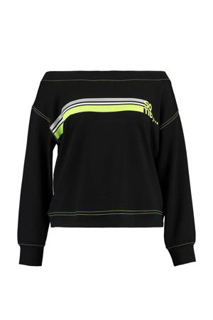 trui met printopdruk zwart/groen