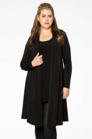 Jhsnjnr Gebreid vest voor dames Dikke Open Voorkant Gebreide Mantel Oversized Pullover Herfst Langmouw Grofgebreid Warm Vest, zwart, S