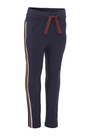joggingbroek met zijstreep donkerblauw