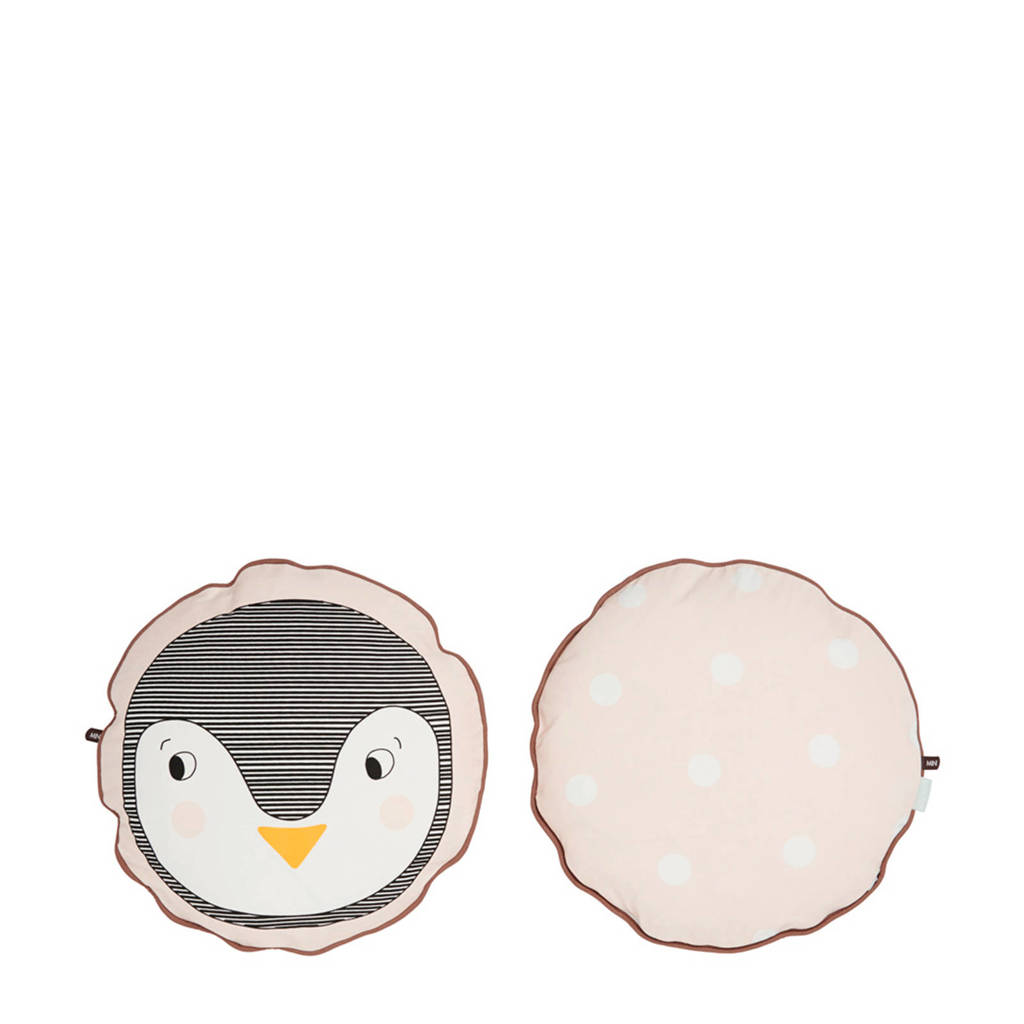 OYOY Mini sierkussen Penguin (38x38 cm), Lichtroze/zwart