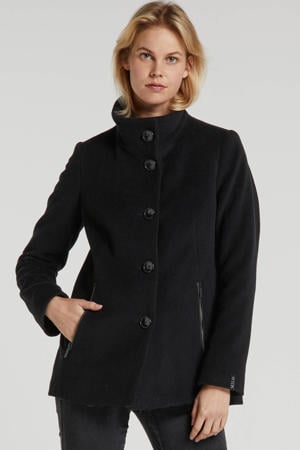 winterjas Janna met wol zwart