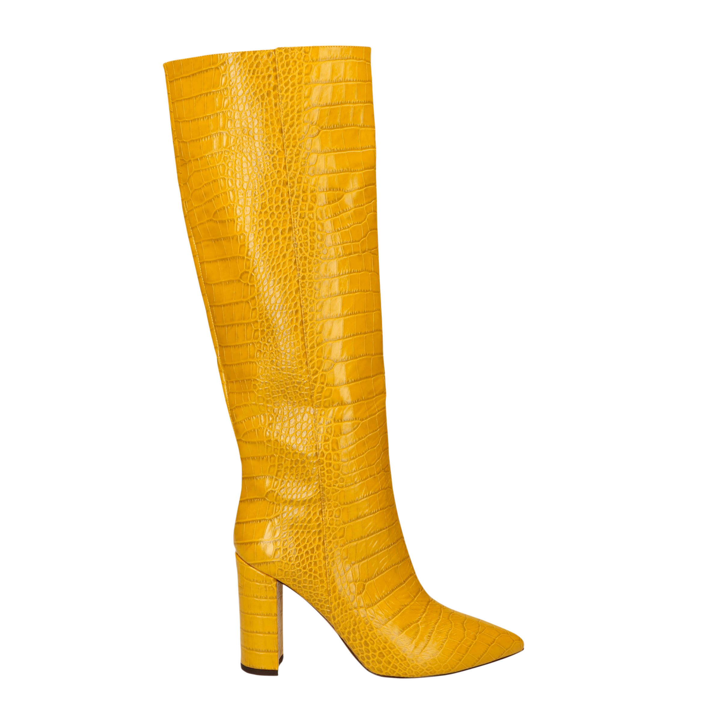 Manfield Black Label leren laarzen crocoprint okergeel | wehkamp