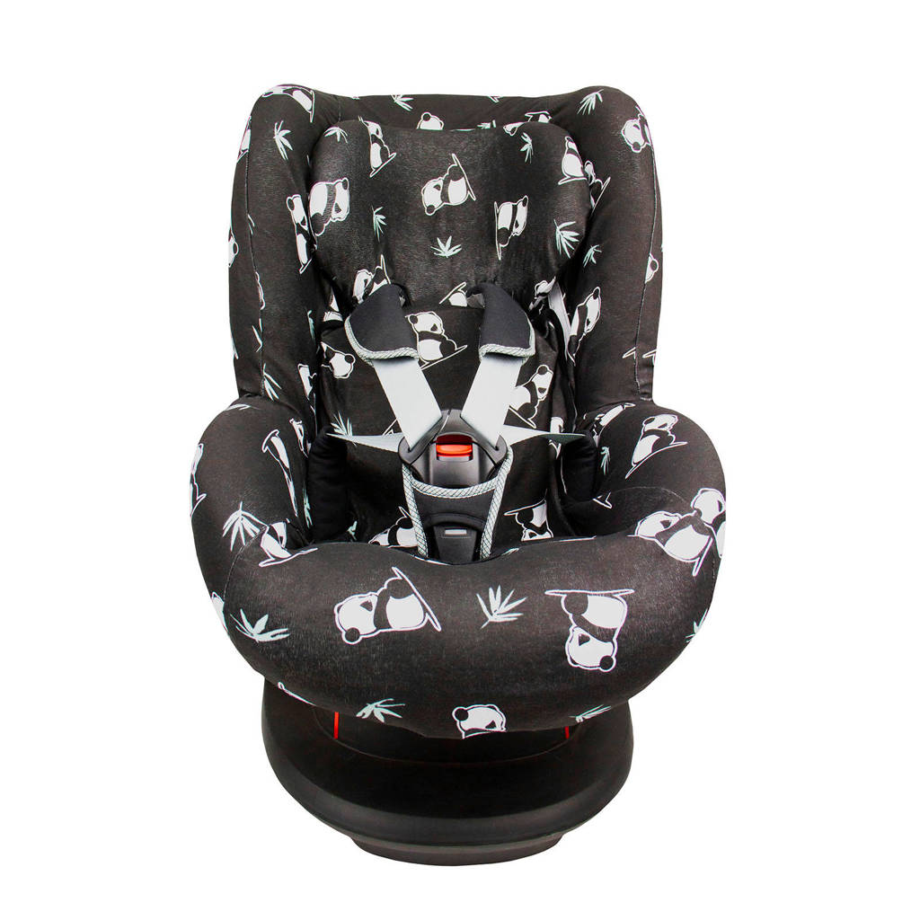 Panda Dreams autostoelhoes 1+ rugsteun interlock shy panda, Zwart/wit