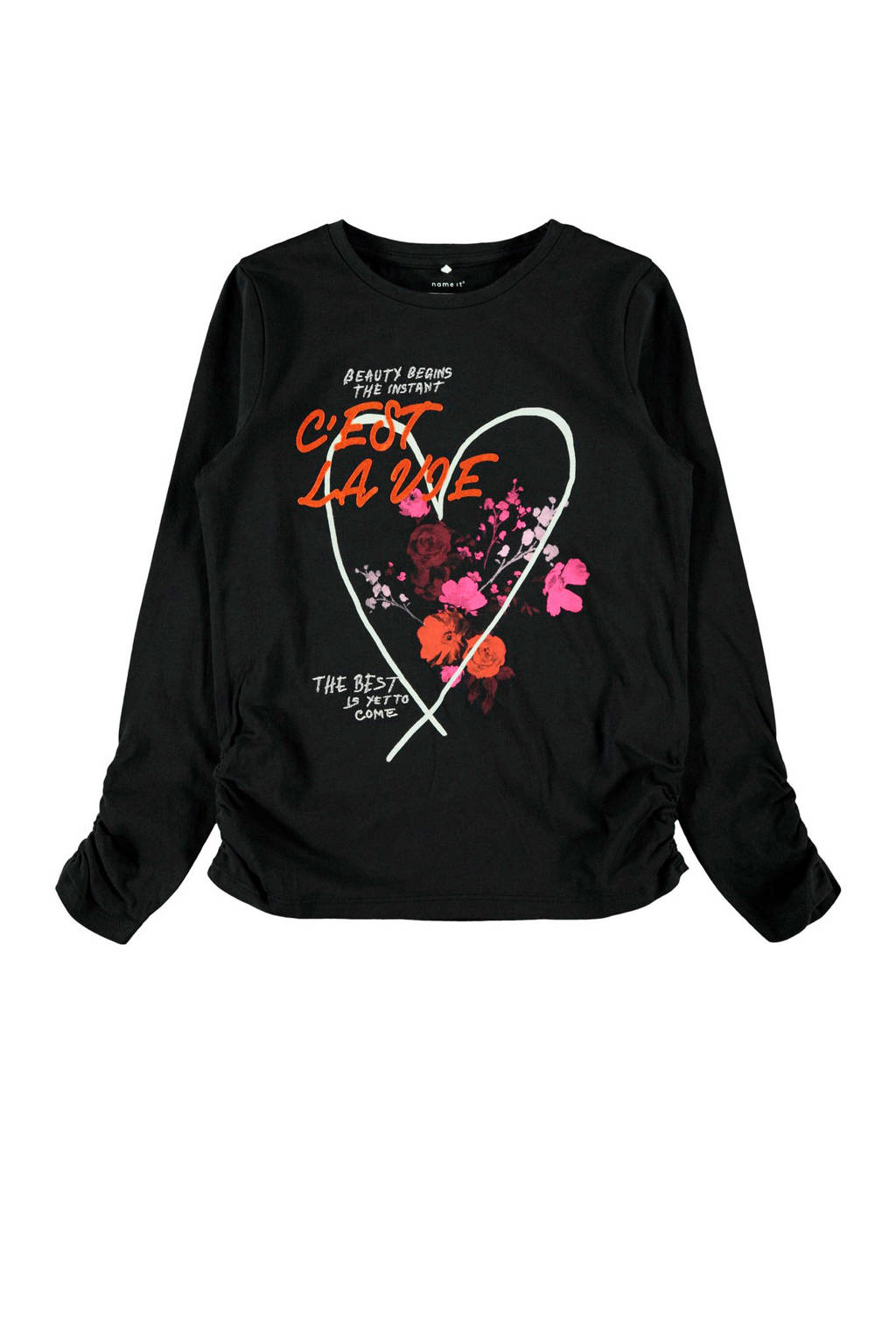 NAME IT KIDS longsleeve met printopdruk zwart, Zwart