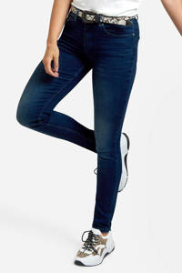 Donkerblauwe dames Shoeby Eksept high waist skinny jeans Liza Edith L32 van stretchdenim met regular waist en rits- en knoopsluiting