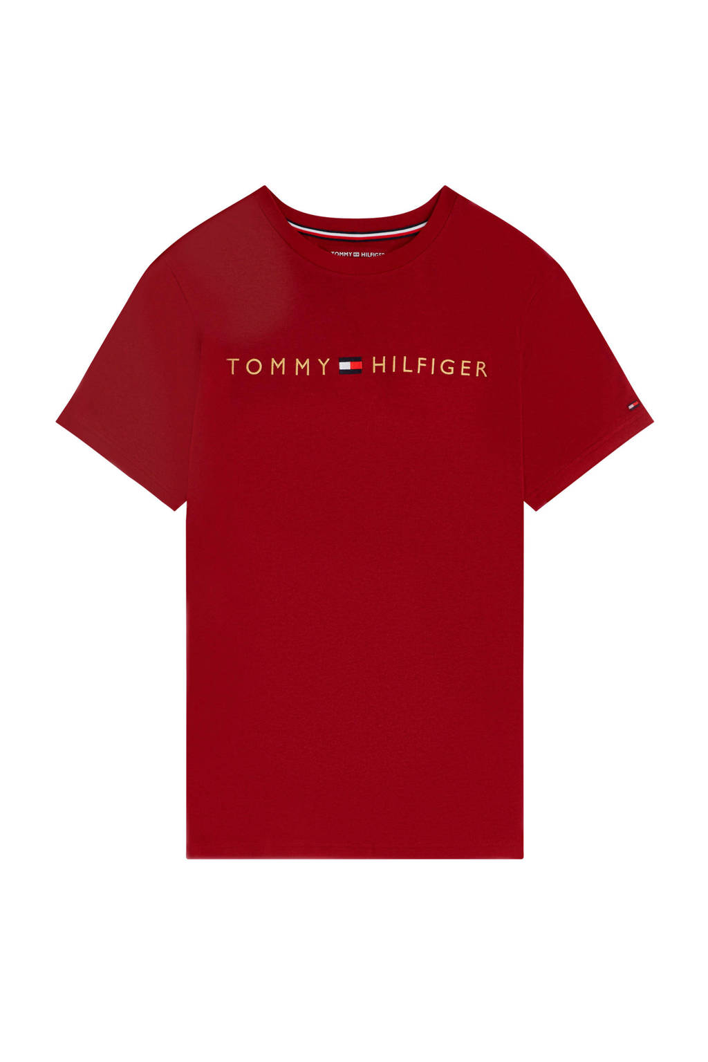 Tommy Hilfiger T-shirt met merknaam rood, Donkerrood mêlee
