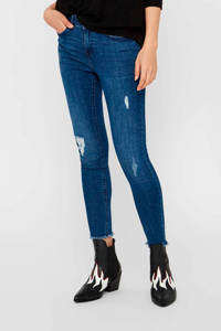 Blauwe dames NOISY MAY skinny jeans van denim met regular waist en rits- en knoopsluiting