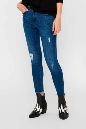 skinny jeans met slijtage blauw