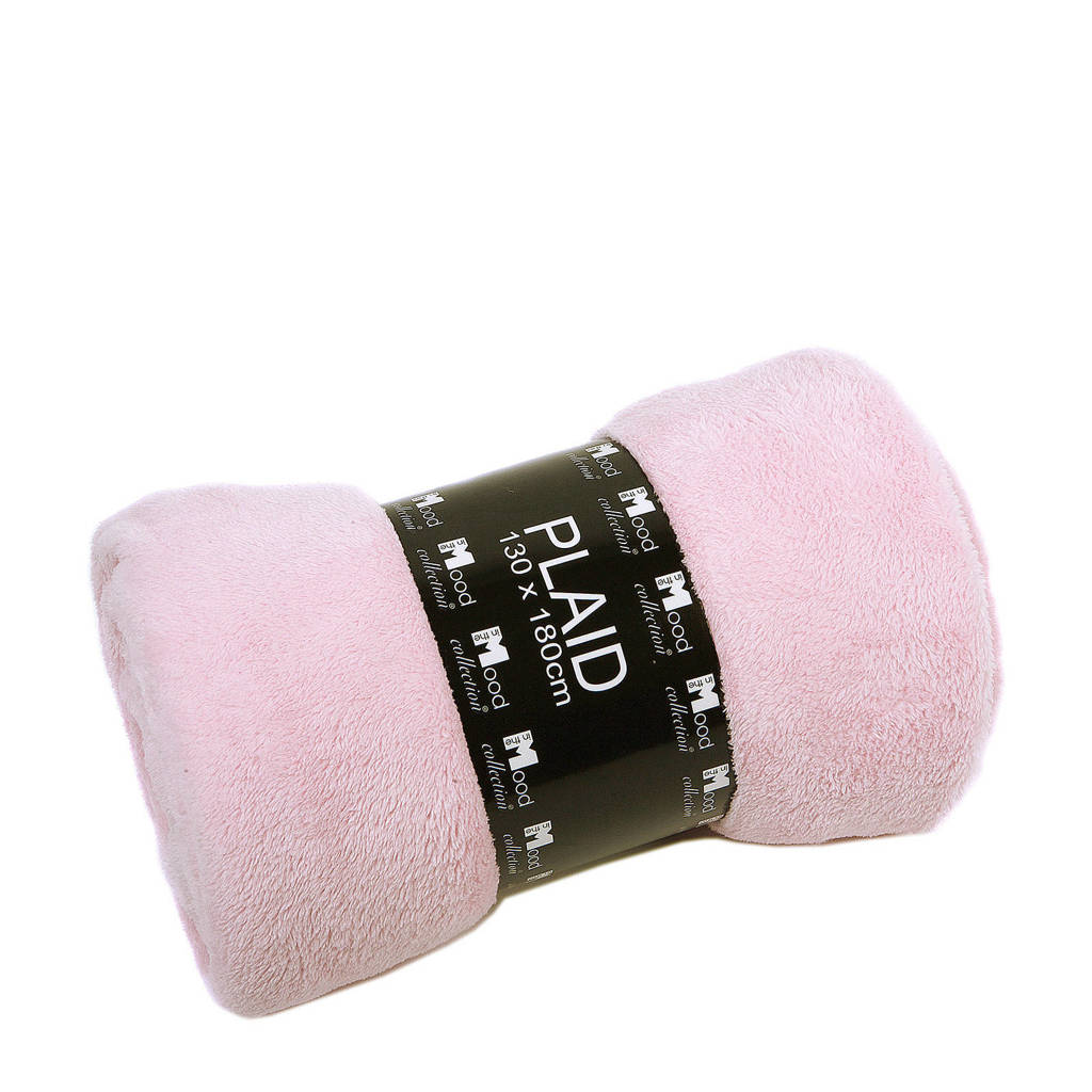 In the Mood collection plaid Fleece (130x180 cm), Roze