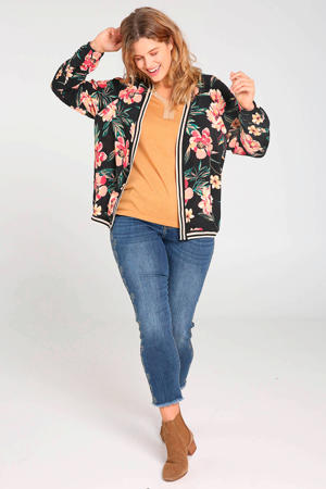 gebloemde kimono zwart multi