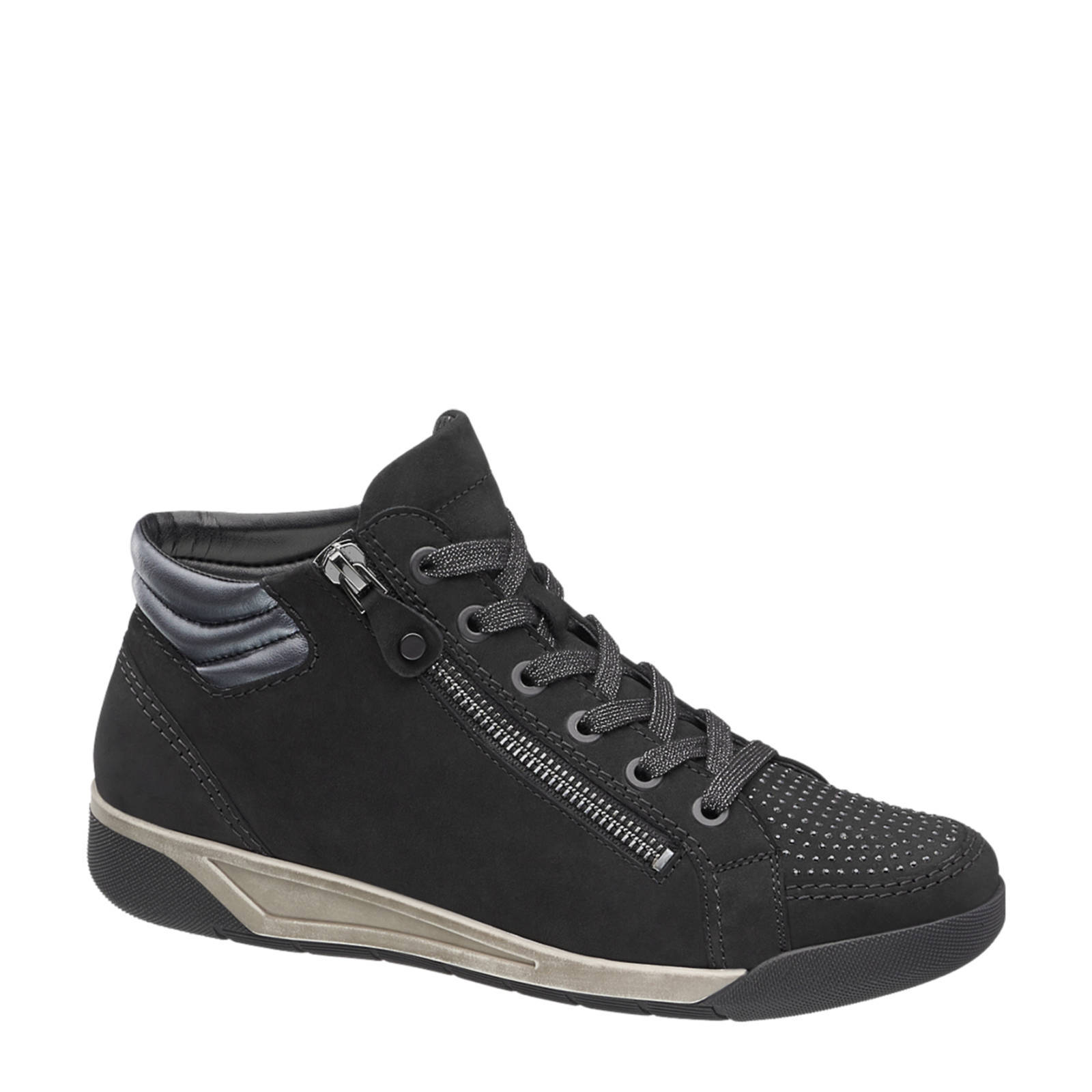 Medicus comfort nubuck sneakers met siersteentjes zwart | wehkamp