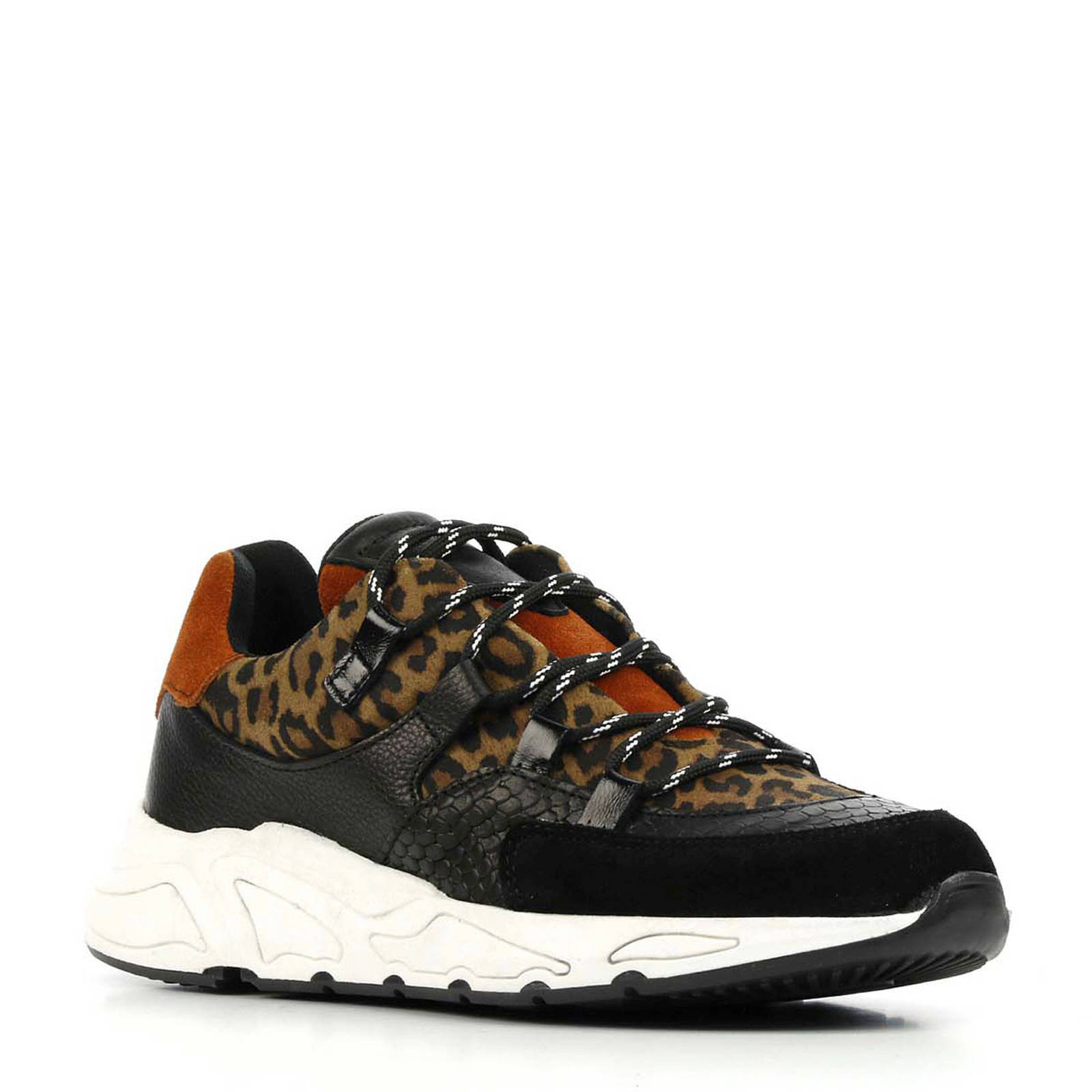 Lina Locchi Dames Sneakers Zwart combi sneaker | Van den Assem