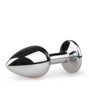 thumbnail: EasyToys Metalen buttplug Met Transparante Diamant - Zilver