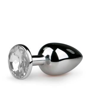 Metalen buttplug Met Transparante Diamant - Zilver