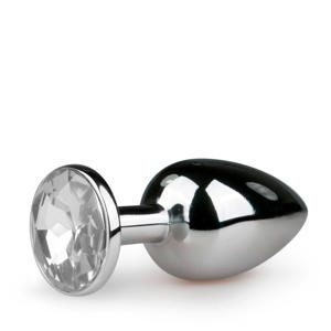 Metalen buttplug Met Transparante Diamant - Zilver