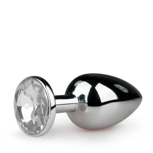 EasyToys Metalen buttplug Met Transparante Diamant - Zilver afbeelding