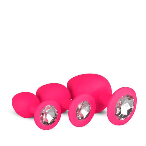 EasyToys Siliconen buttplug set Met Diamant - Roze afbeelding
