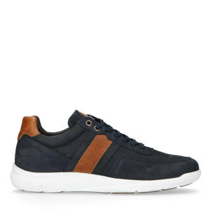nubuck sneakers donkerblauw/cognac