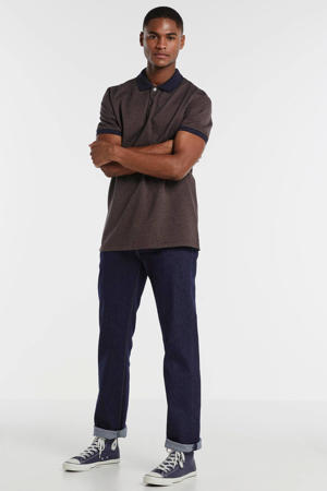 gemêleerde regular fit polo bruin melange