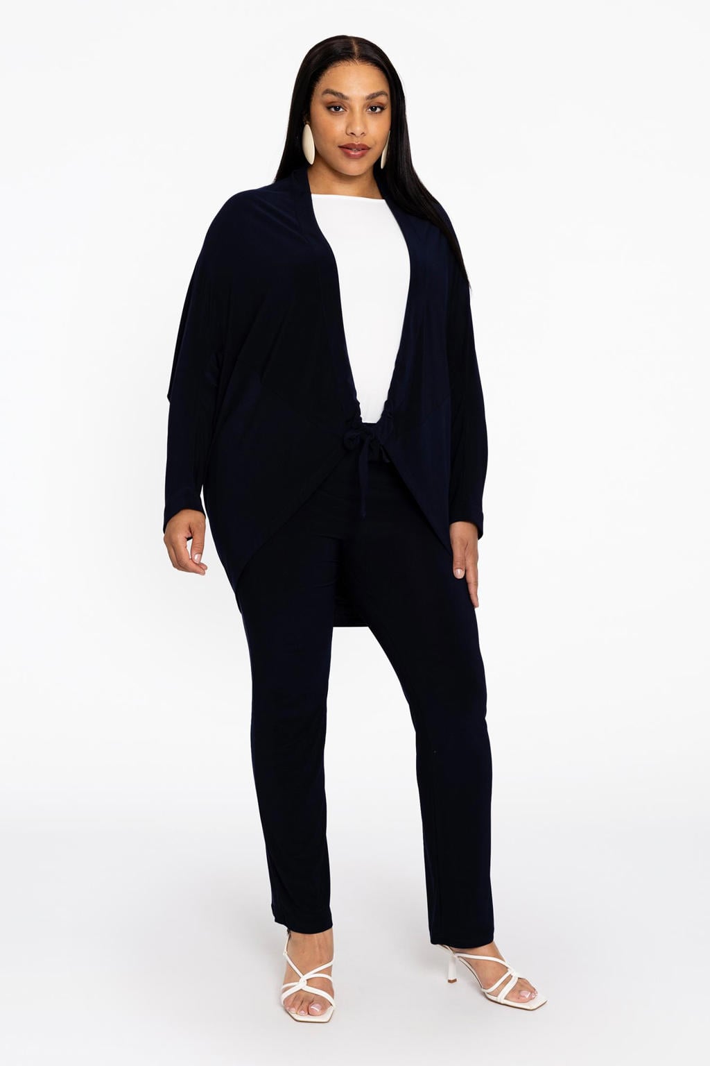 YOEK straight fit broek van travelstof DOLCE donkerblauw