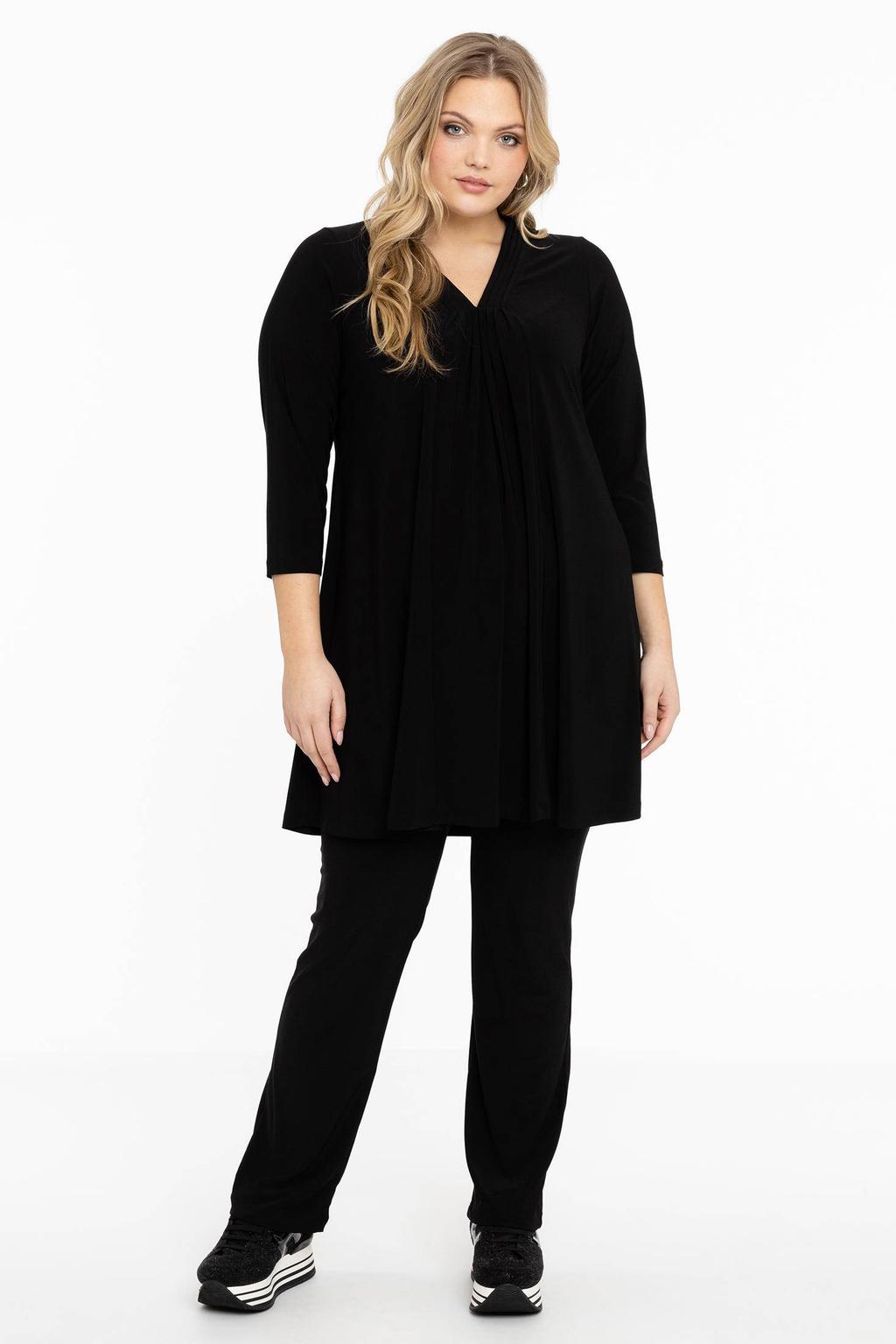 YOEK straight fit broek van travelstof DOLCE zwart
