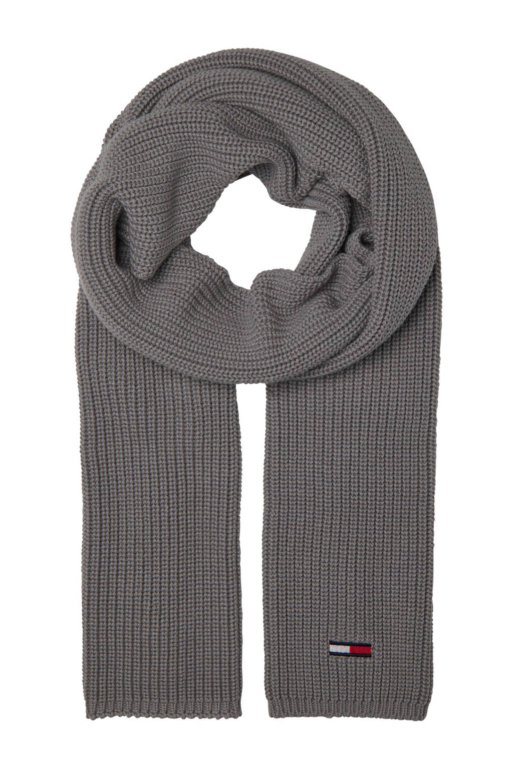 Tommy Hilfiger ribgebreide sjaal grijs, Grijs