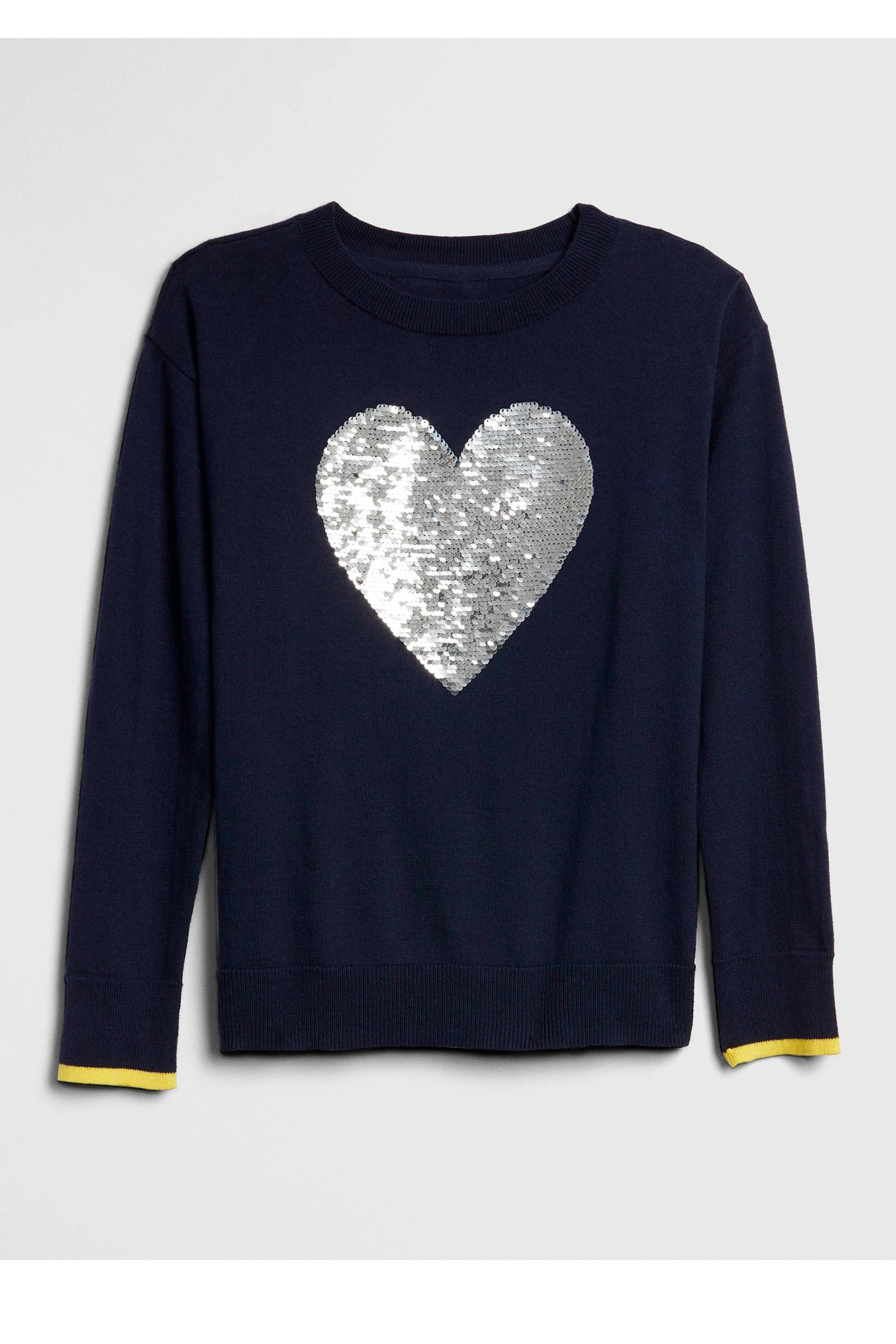 GAP sweater met printopdruk en pailletten donkerblauw | wehkamp GAP trui met hartjes zwartroze | wehkamp