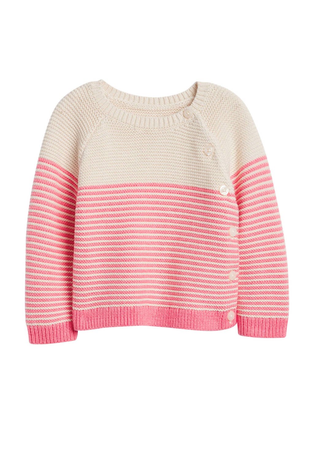 GAP baby gestreepte trui roze/ecru, Roze/ecru