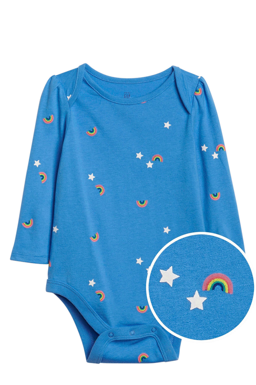 GAP baby romper met all over print blauw wehkamp