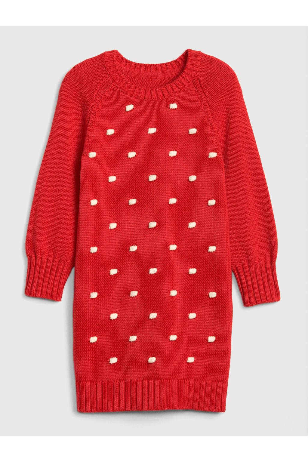 GAP gebreide jurk rood, Rood/wit