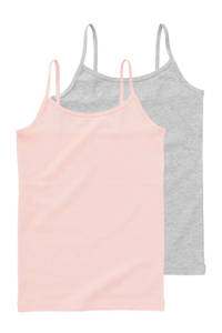 HEMA hemd - set van 2, Lichtroze/grijs