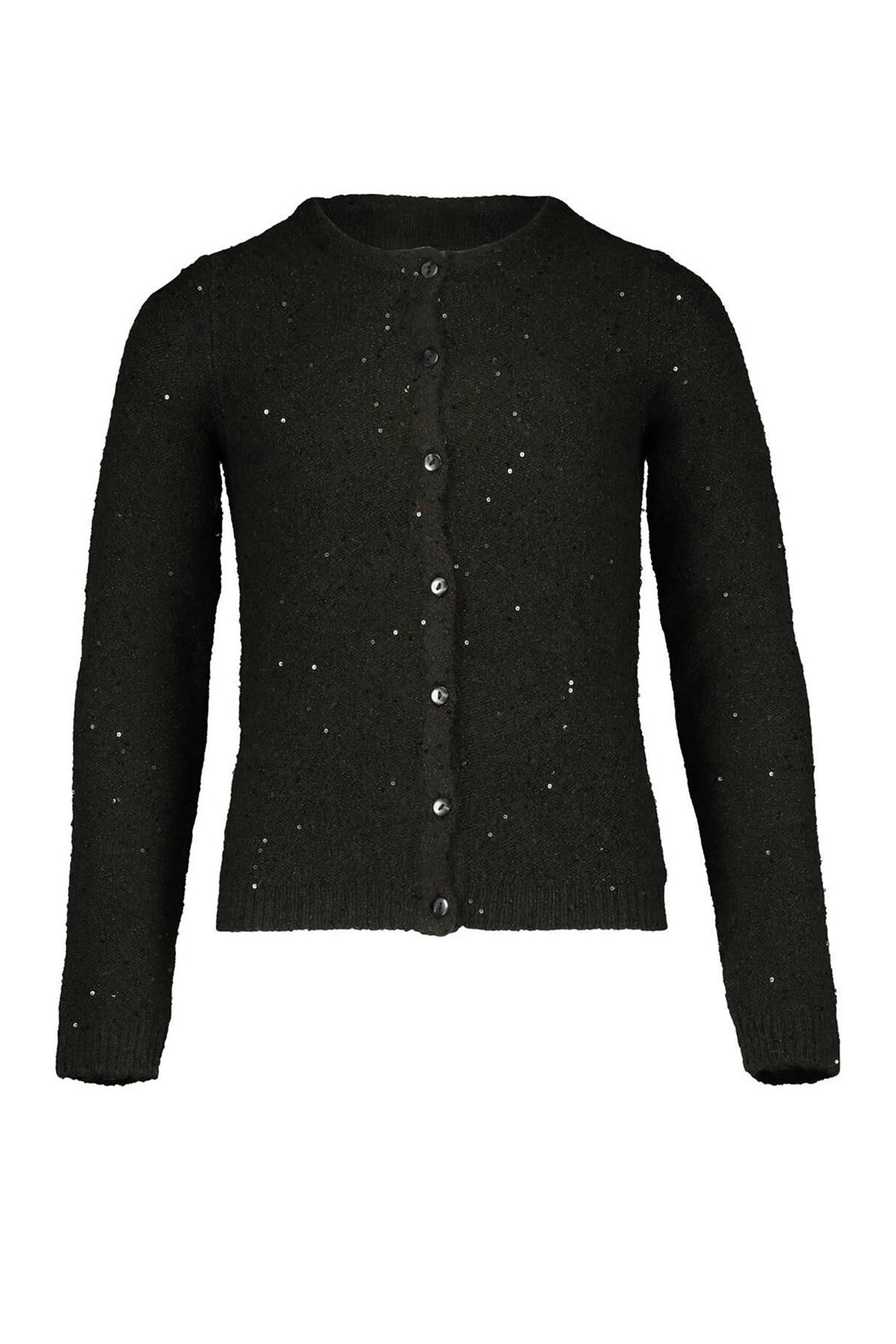 HEMA gebreid vest Cindy met pailletten zwart wehkamp