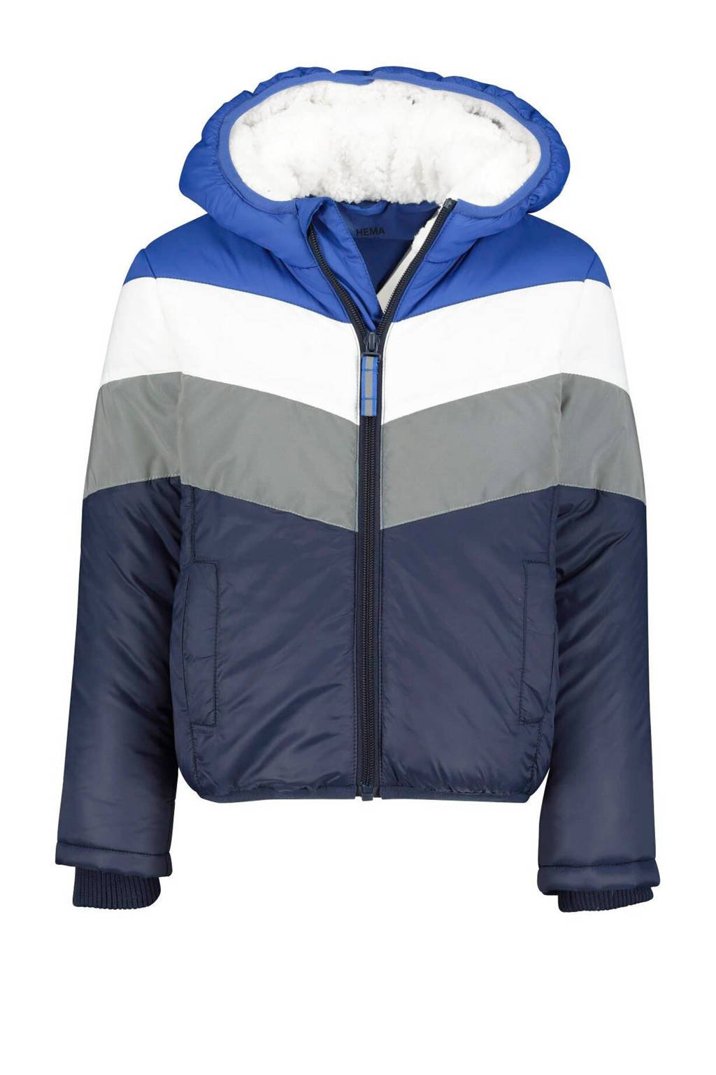 HEMA tussenjas John donkerblauw/grijs/wit, Donkerblauw