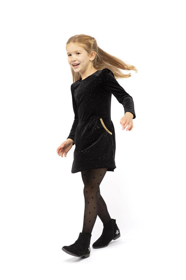 eetbaar Schelden logica HEMA fluwelen jersey jurk Diona met glitters zwart | wehkamp