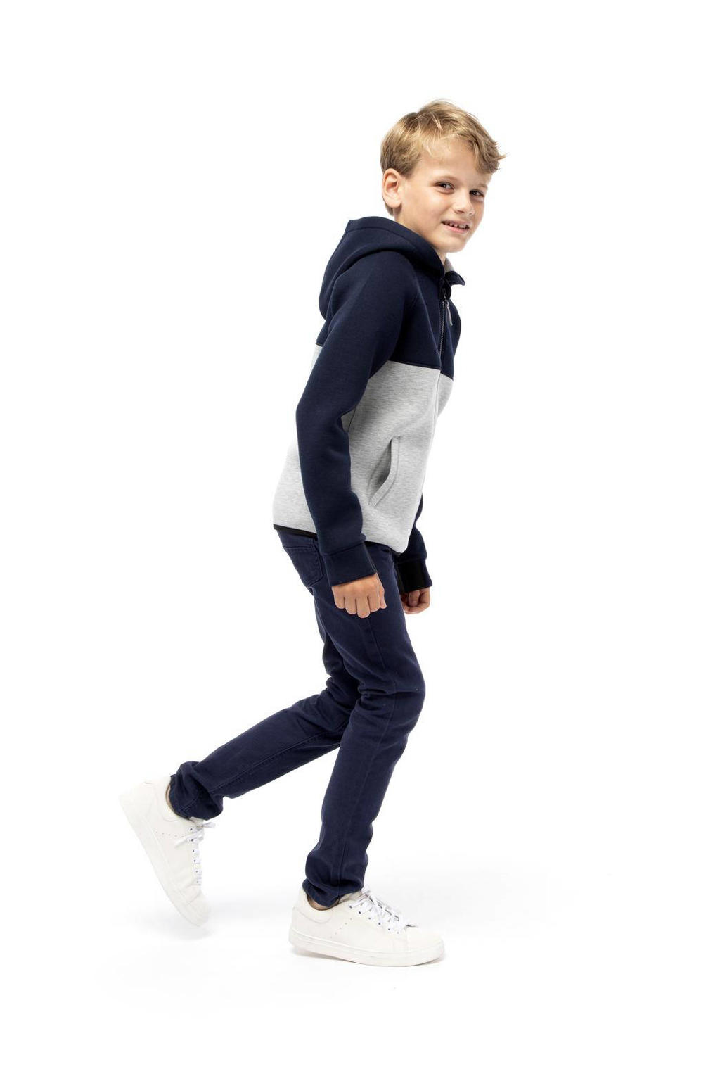 HEMA vest Ralf met all over print donkerblauw/grijs wehkamp