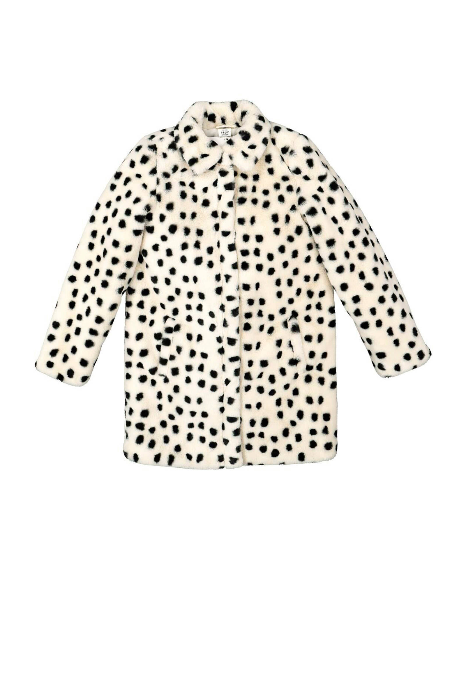 imitatiebont winterjas Joosje met dierenprint gebroken wit imitatiebont winterjas Joosje met dierenprint gebroken wit