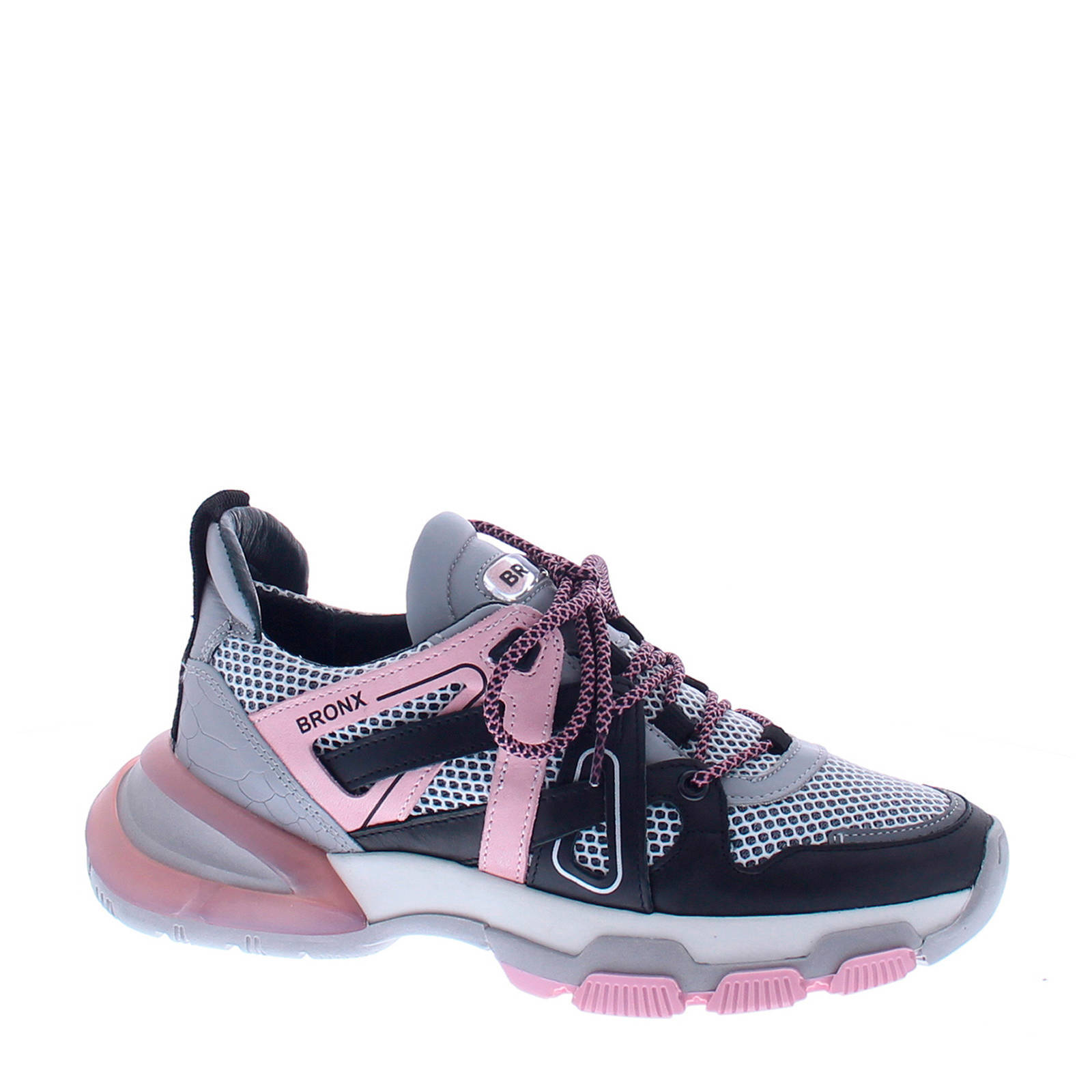 Bronx Seventy-Street leren sneakers grijs/roze | wehkamp