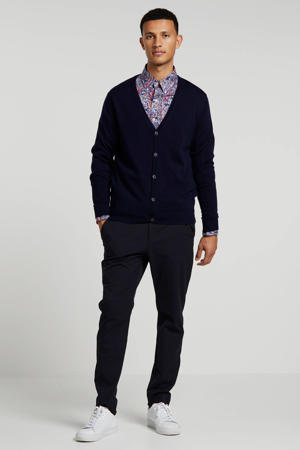 fijngebreid wollen vest donkerblauw