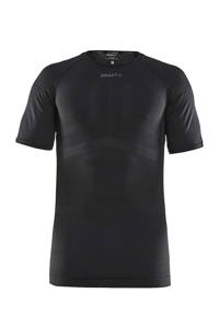 Zwarte heren Craft sport T-shirt van polyester met korte mouwen en ronde hals